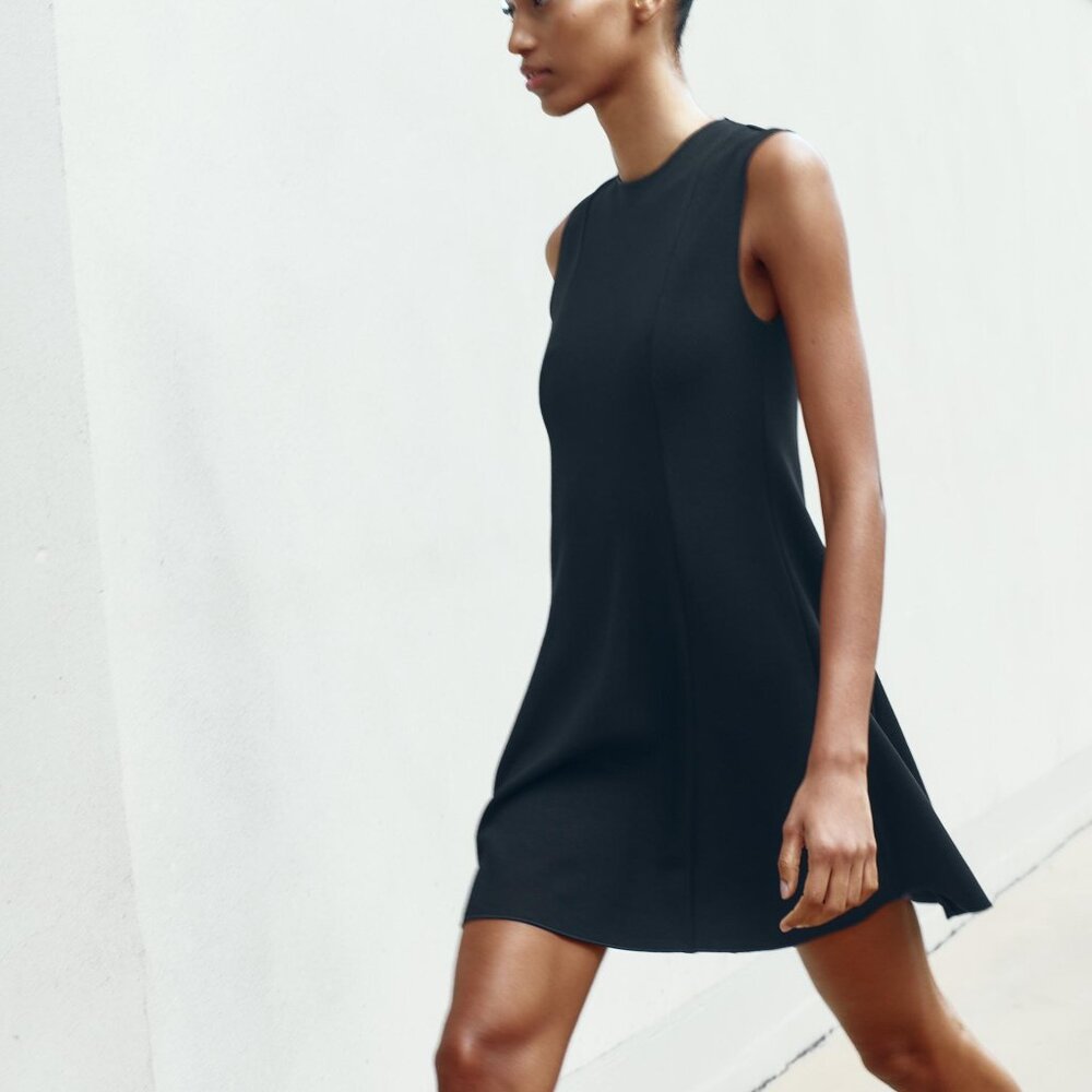 Zara Stretch Knit Skater Dress – Black – Size L